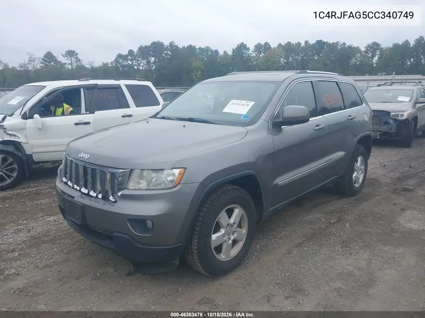 2012 JEEP GRAND CHEROKEE VIN 1C4RJFAG5CC340749 — фото 2