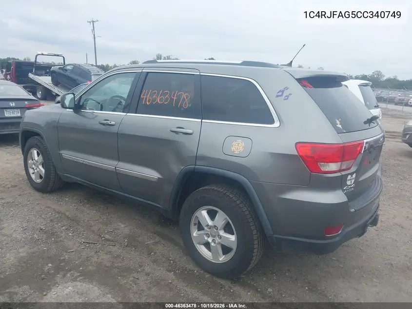 2012 JEEP GRAND CHEROKEE VIN 1C4RJFAG5CC340749 — фото 3