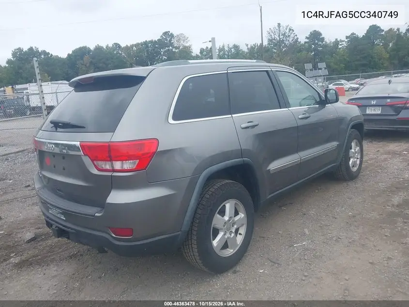 2012 JEEP GRAND CHEROKEE VIN 1C4RJFAG5CC340749 — фото 4