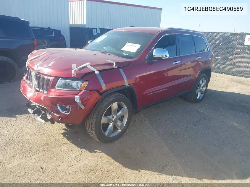 2014 JEEP GRAND CHEROKEE VIN 1C4RJEBG8EC490589 — фото 2