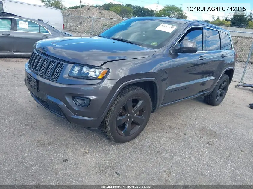 2015 JEEP GRAND CHEROKEE VIN 1C4RJFAG4FC742315 — фото 2