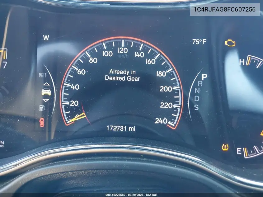 2015 JEEP GRAND CHEROKEE VIN 1C4RJFAG8FC607256 — фото 7