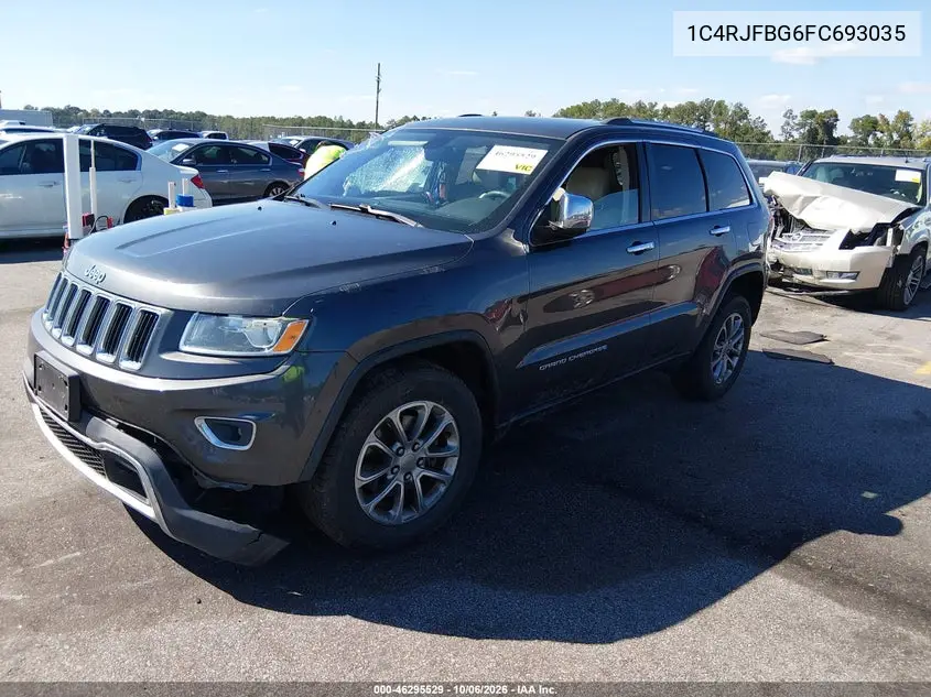 2015 JEEP GRAND CHEROKEE VIN 1C4RJFBG6FC693035 — фото 2