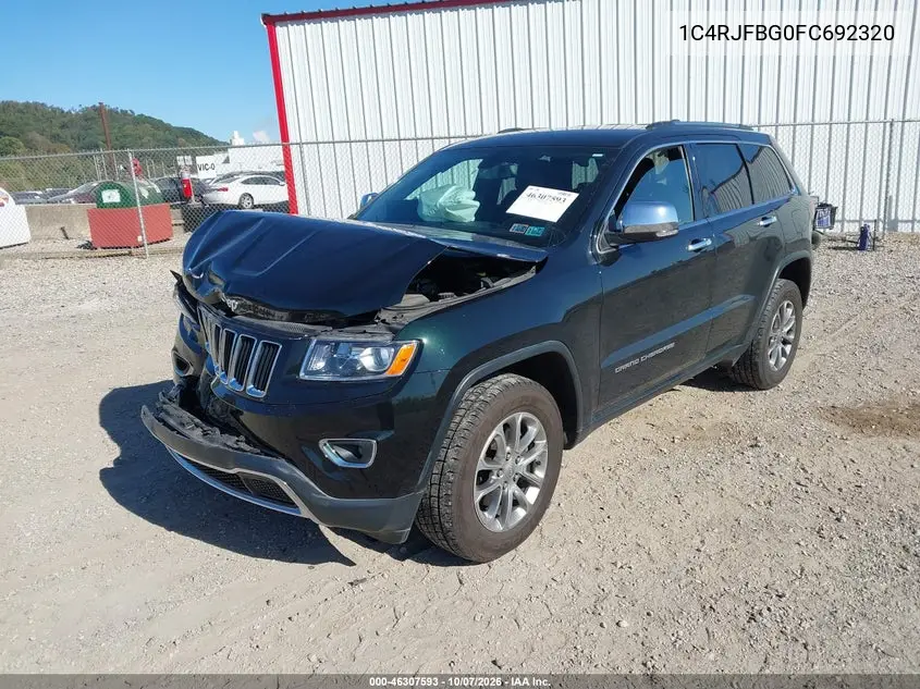 2015 JEEP GRAND CHEROKEE VIN 1C4RJFBG0FC692320 — фото 2