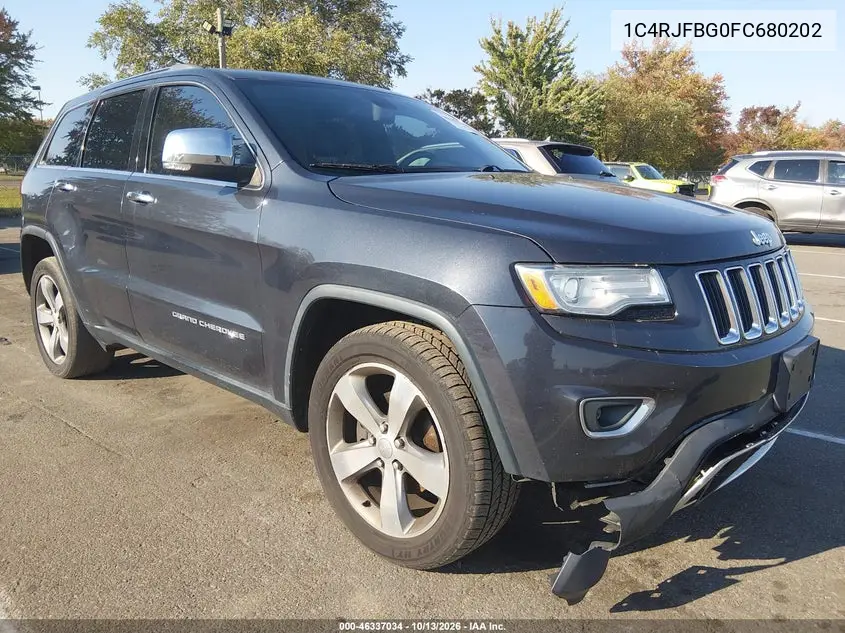 JEEP GRAND CHEROKEE 2015, VIN 1C4RJFBG0FC680202