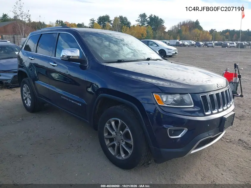 JEEP GRAND CHEROKEE 2015, VIN 1C4RJFBG0FC207190