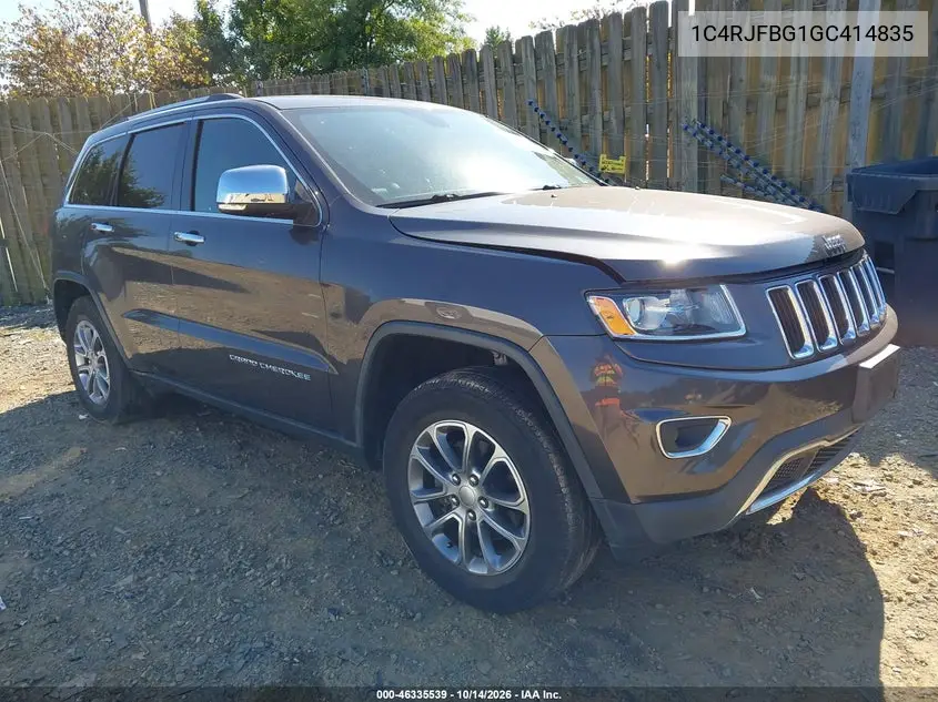 JEEP GRAND CHEROKEE 2016, VIN 1C4RJFBG1GC414835