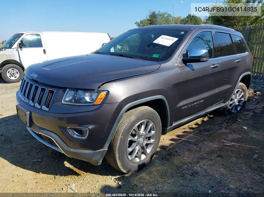 2016 JEEP GRAND CHEROKEE VIN 1C4RJFBG1GC414835 — фото 2