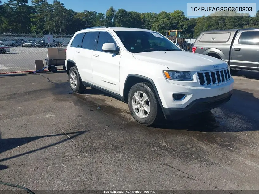 JEEP GRAND CHEROKEE 2016, VIN 1C4RJEAG8GC360803
