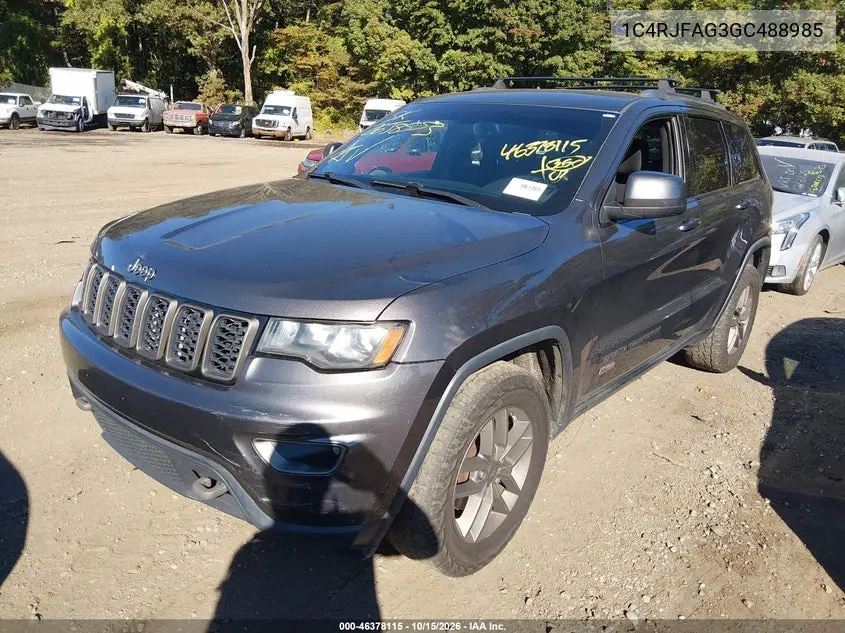 2016 JEEP GRAND CHEROKEE VIN 1C4RJFAG3GC488985 — фото 2
