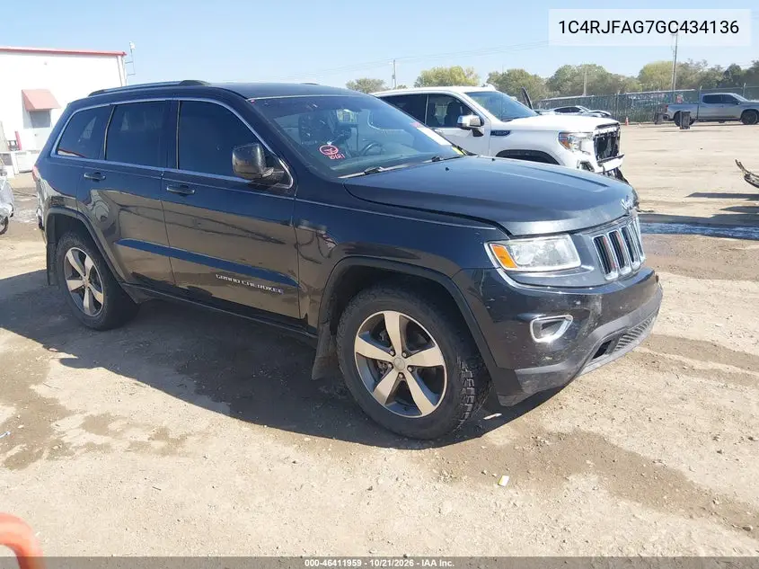 JEEP GRAND CHEROKEE 2016, VIN 1C4RJFAG7GC434136