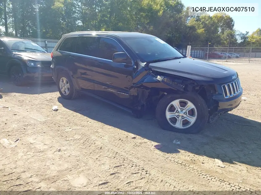 JEEP GRAND CHEROKEE 2016, VIN 1C4RJEAGXGC407510