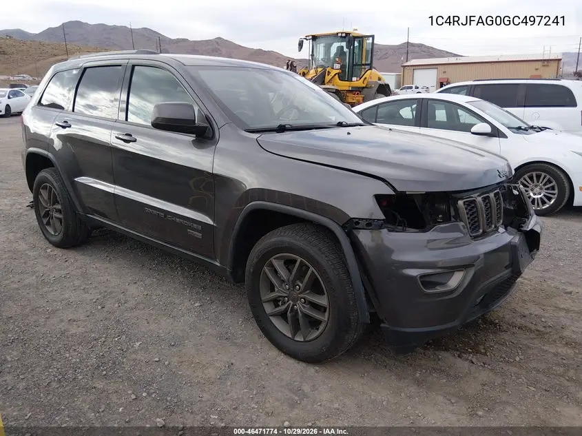 JEEP GRAND CHEROKEE 2016, VIN 1C4RJFAG0GC497241