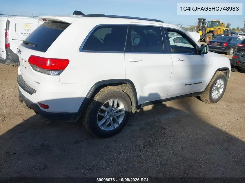 2017 JEEP GRAND CHEROKEE VIN 1C4RJFAG5HC748983 — фото 4
