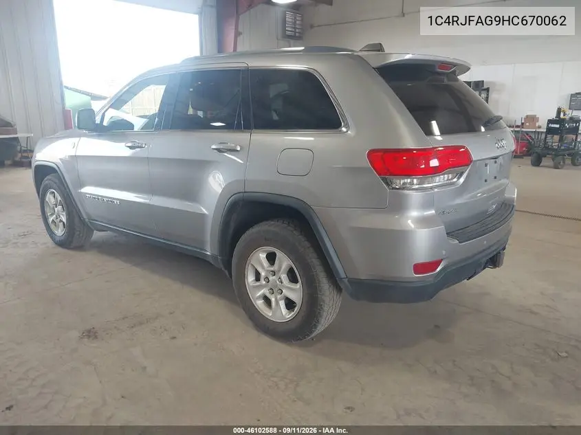 2017 JEEP GRAND CHEROKEE VIN 1C4RJFAG9HC670062 — фото 3