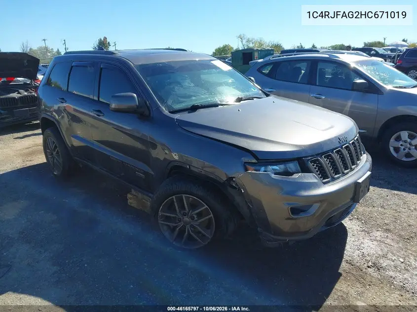 JEEP GRAND CHEROKEE 2017, VIN 1C4RJFAG2HC671019