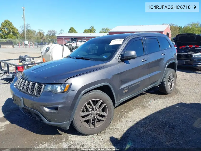 2017 JEEP GRAND CHEROKEE VIN 1C4RJFAG2HC671019 — фото 2