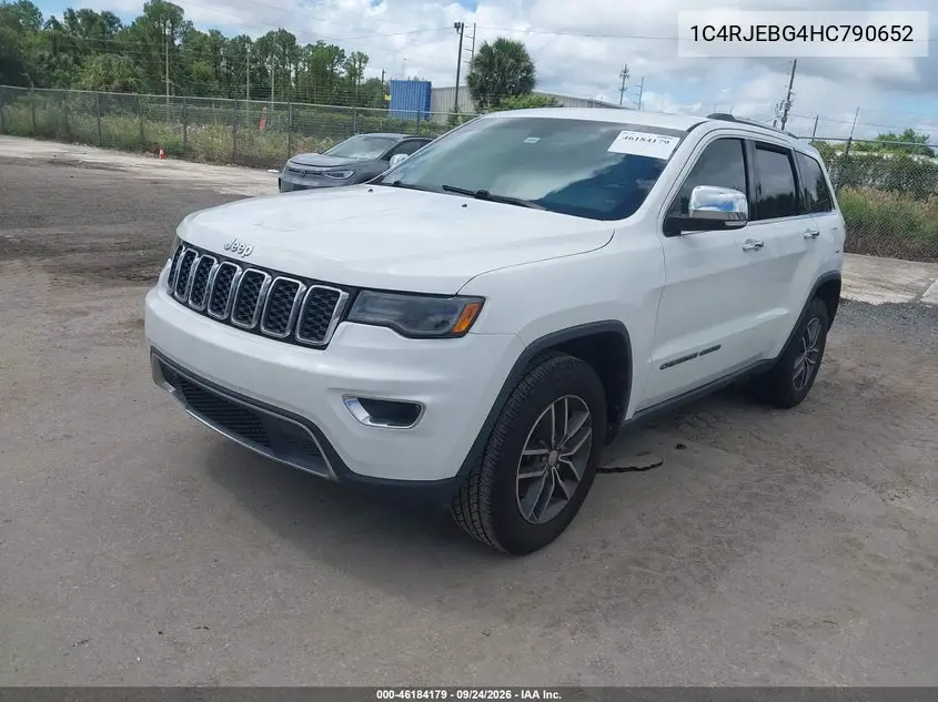 2017 JEEP GRAND CHEROKEE VIN 1C4RJEBG4HC790652 — фото 2