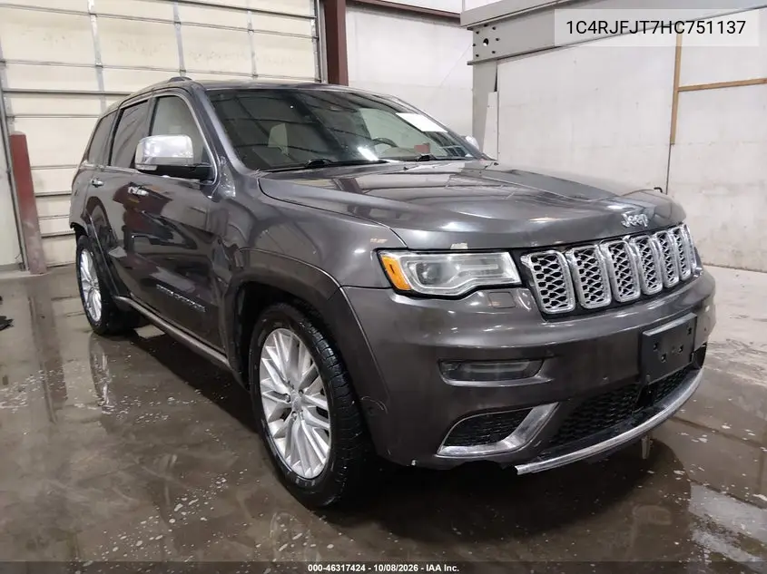 JEEP GRAND CHEROKEE 2017, VIN 1C4RJFJT7HC751137