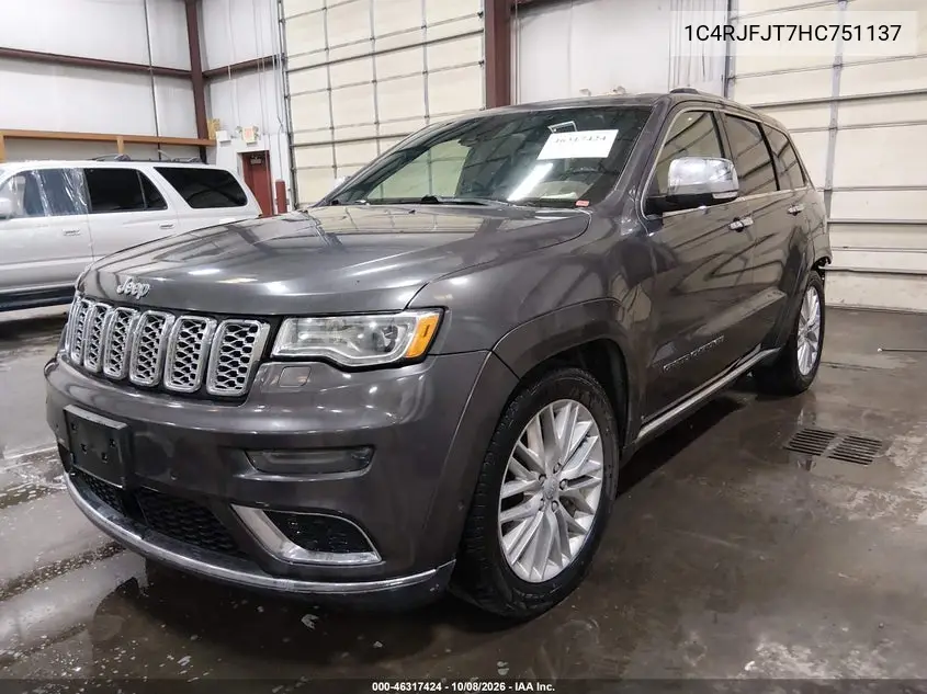 2017 JEEP GRAND CHEROKEE VIN 1C4RJFJT7HC751137 — фото 2