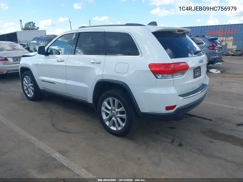 2017 JEEP GRAND CHEROKEE VIN 1C4RJEBG9HC756979 — фото 3