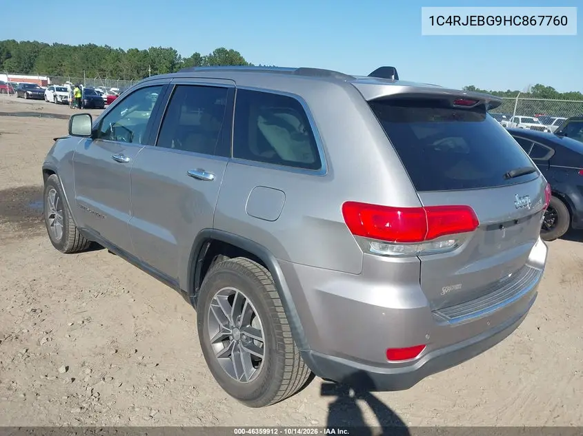 2017 JEEP GRAND CHEROKEE VIN 1C4RJEBG9HC867760 — фото 3