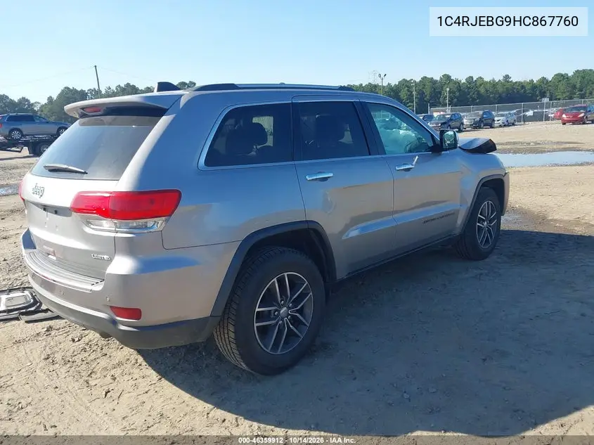 2017 JEEP GRAND CHEROKEE VIN 1C4RJEBG9HC867760 — фото 4