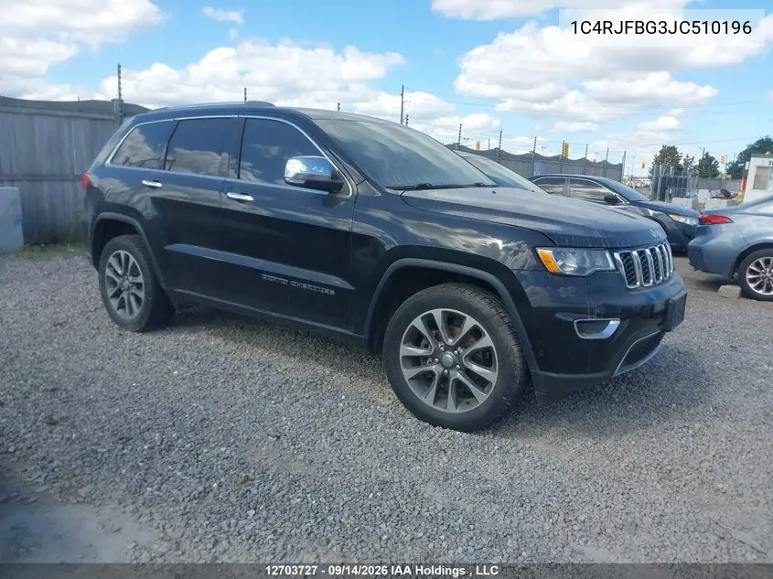 JEEP GRAND CHEROKEE 2018, VIN 1C4RJFBG3JC510196
