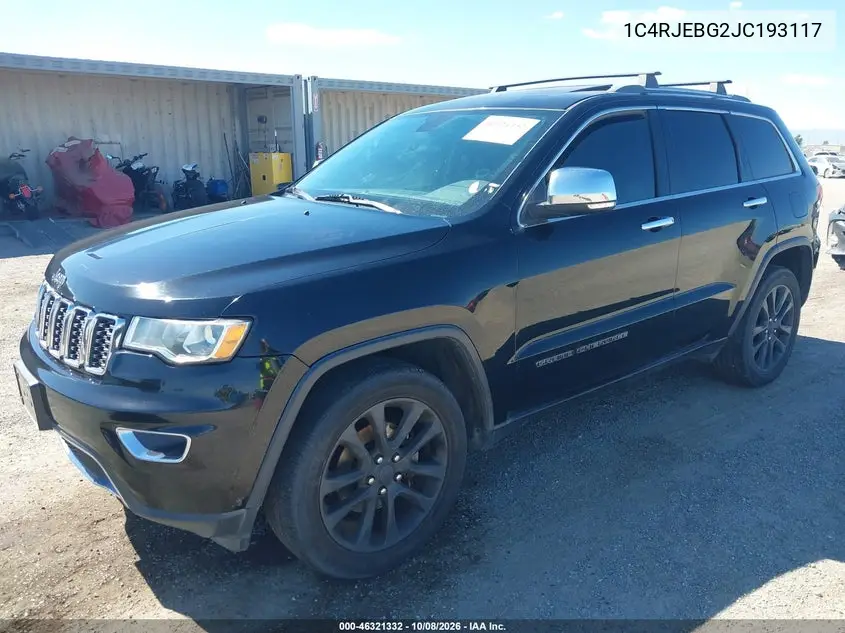 2018 JEEP GRAND CHEROKEE VIN 1C4RJEBG2JC193117 — фото 2