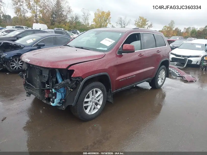 2018 JEEP GRAND CHEROKEE VIN 1C4RJFAG3JC360334 — фото 2