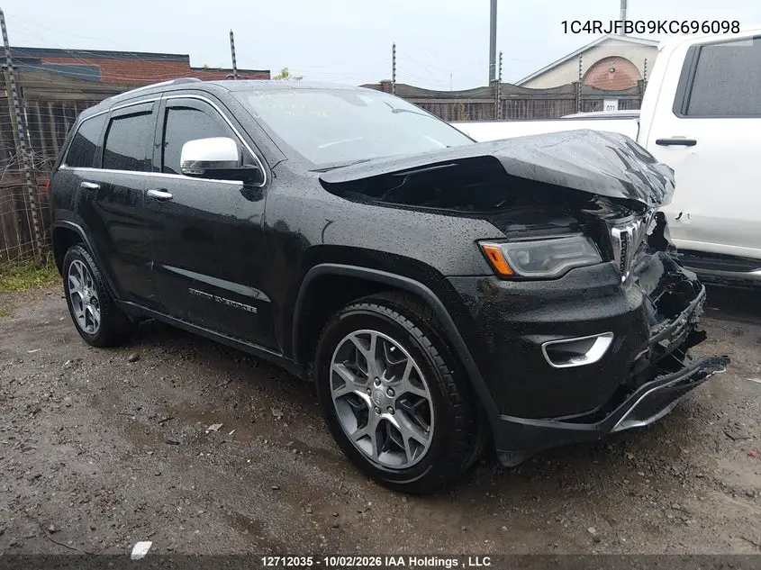 JEEP GRAND CHEROKEE 2019, VIN 1C4RJFBG9KC696098