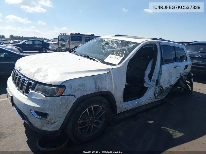 2019 JEEP GRAND CHEROKEE VIN 1C4RJFBG7KC537838 — фото 2