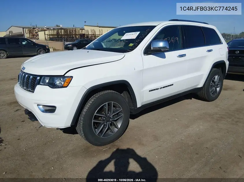 2019 JEEP GRAND CHEROKEE VIN 1C4RJFBG3KC774245 — фото 2