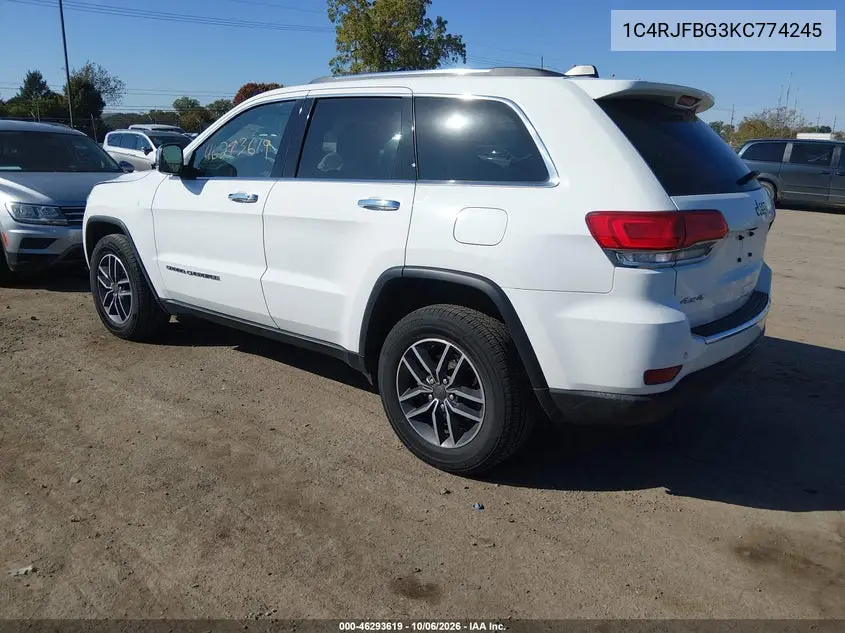 2019 JEEP GRAND CHEROKEE VIN 1C4RJFBG3KC774245 — фото 3