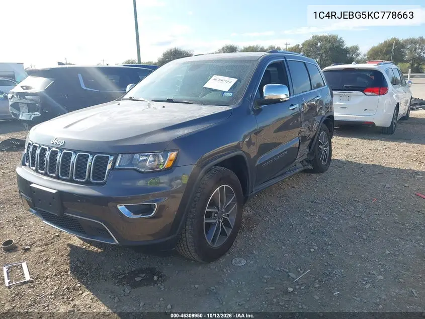 2019 JEEP GRAND CHEROKEE VIN 1C4RJEBG5KC778663 — фото 2