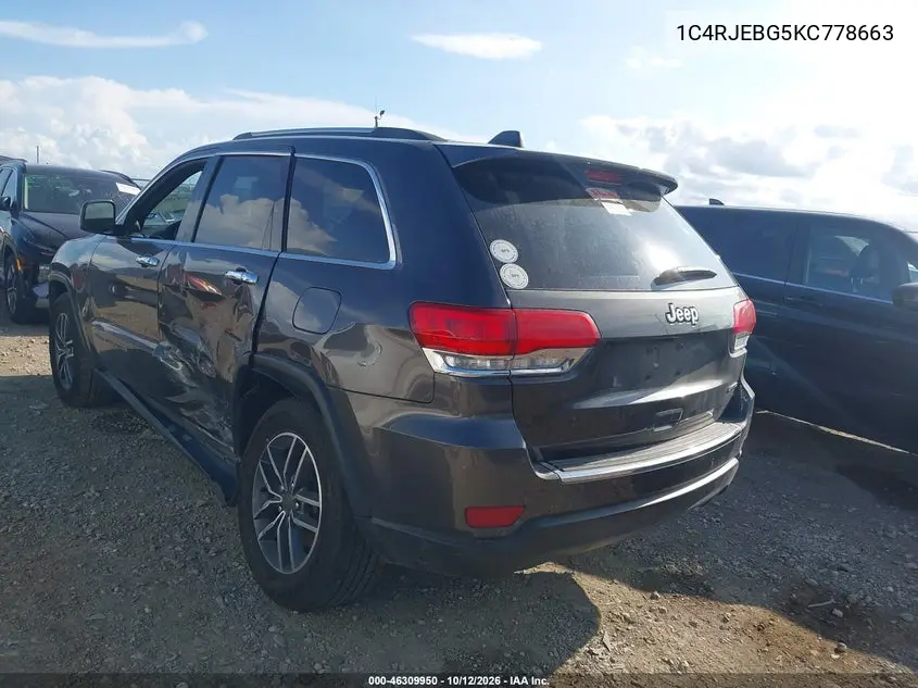 2019 JEEP GRAND CHEROKEE VIN 1C4RJEBG5KC778663 — фото 3
