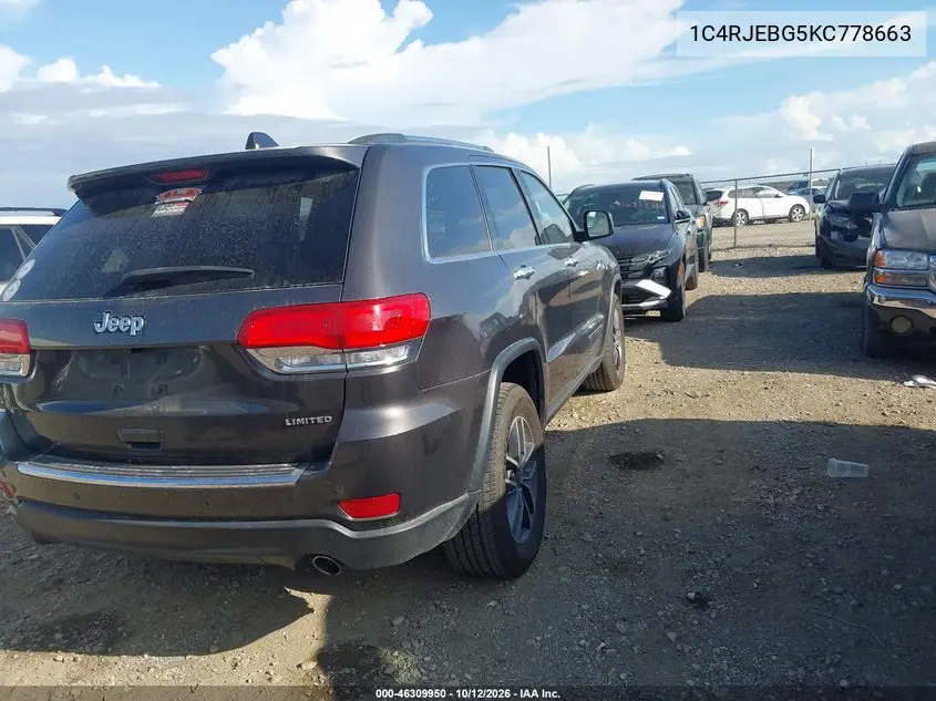 2019 JEEP GRAND CHEROKEE VIN 1C4RJEBG5KC778663 — фото 4