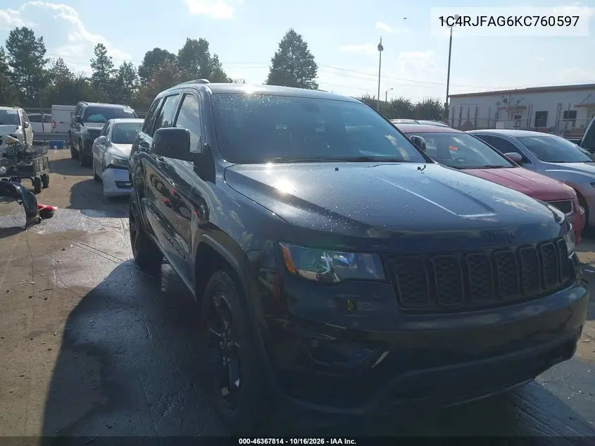 JEEP GRAND CHEROKEE 2019, VIN 1C4RJFAG6KC760597