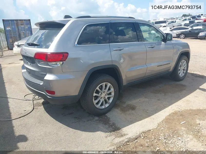 2021 JEEP GRAND CHEROKEE VIN 1C4RJFAG3MC793754 — фото 4