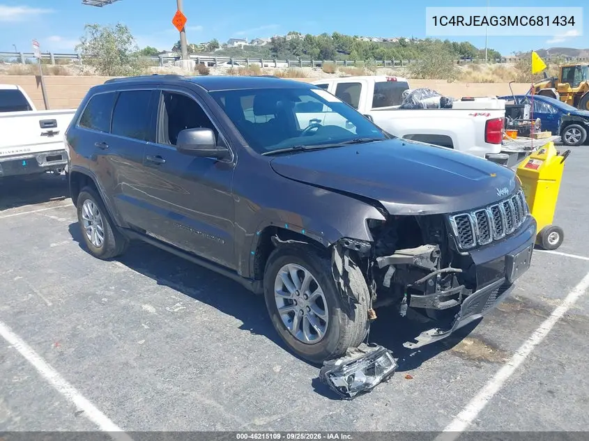 JEEP GRAND CHEROKEE 2021, VIN 1C4RJEAG3MC681434
