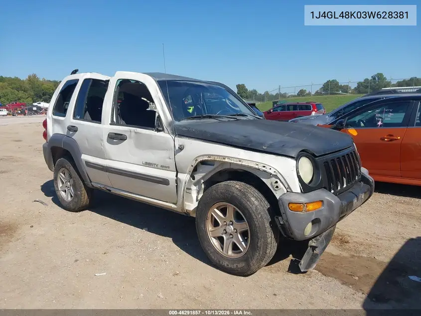 JEEP LIBERTY (NORTH AMERICA) 2003, VIN 1J4GL48K03W628381