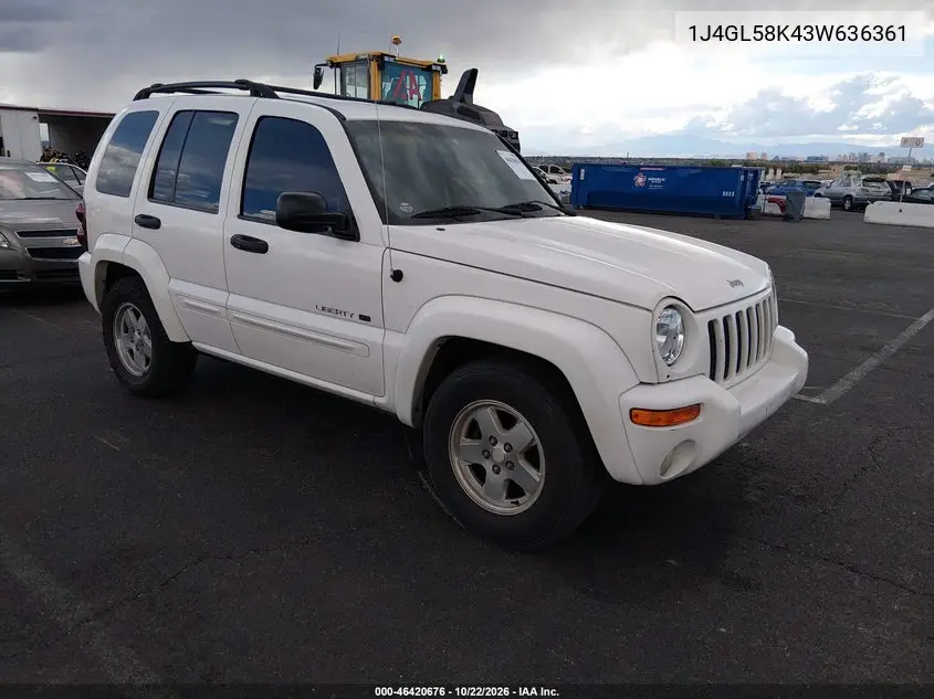 JEEP LIBERTY (NORTH AMERICA) 2003, VIN 1J4GL58K43W636361