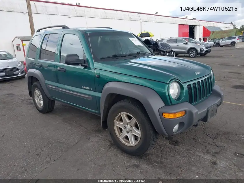 JEEP LIBERTY (NORTH AMERICA) 2004, VIN 1J4GL48K74W105215