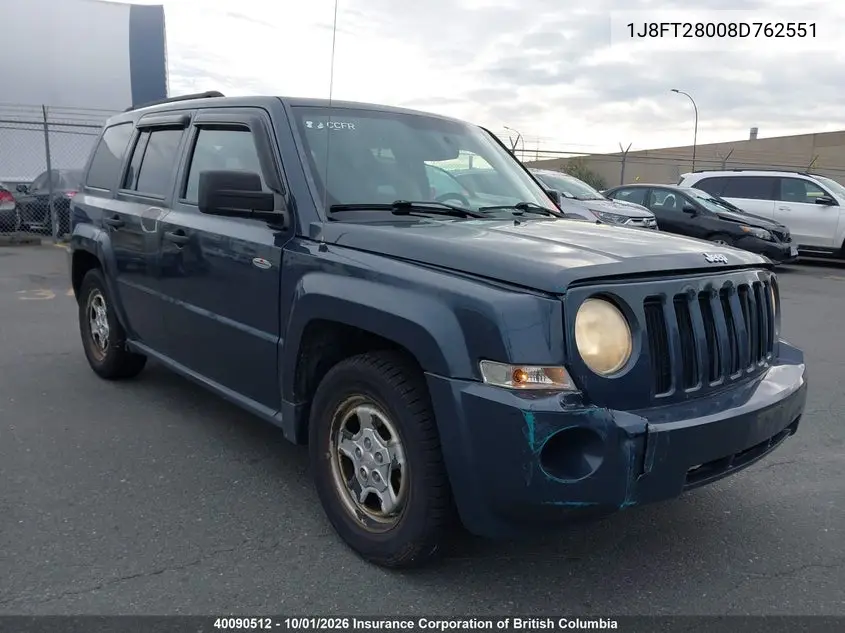 JEEP LIBERTY (PATRIOT) 2008, VIN 1J8FT28008D762551