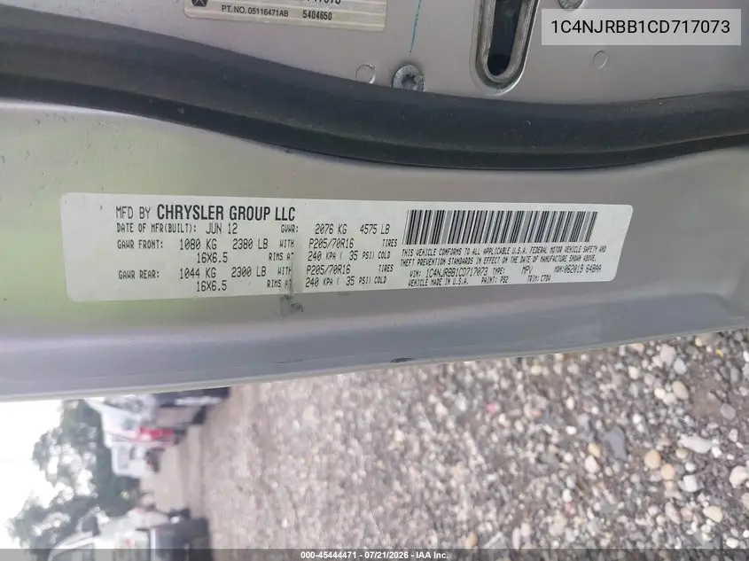 2012 JEEP LIBERTY (PATRIOT) VIN 1C4NJRBB1CD717073 — фото 9