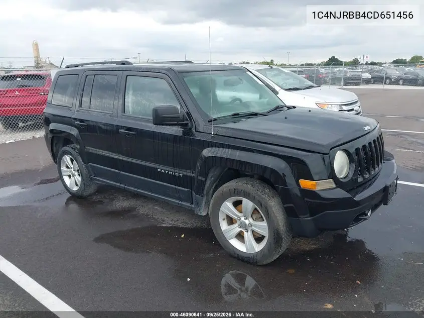 JEEP LIBERTY (PATRIOT) 2012, VIN 1C4NJRBB4CD651456