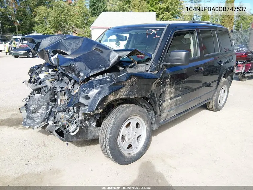 2016 JEEP LIBERTY (PATRIOT) VIN 1C4NJPBA0GD747537 — фото 2