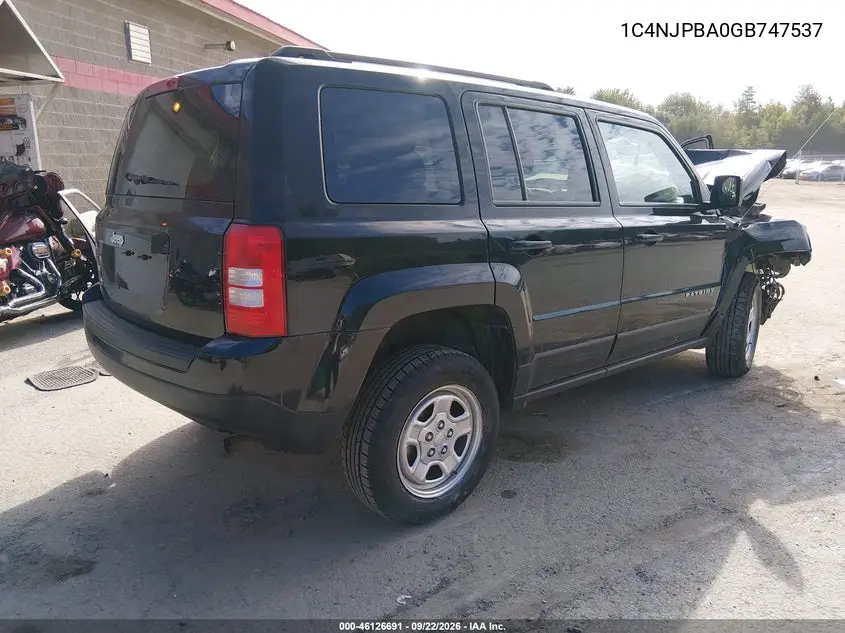 2016 JEEP LIBERTY (PATRIOT) VIN 1C4NJPBA0GD747537 — фото 4