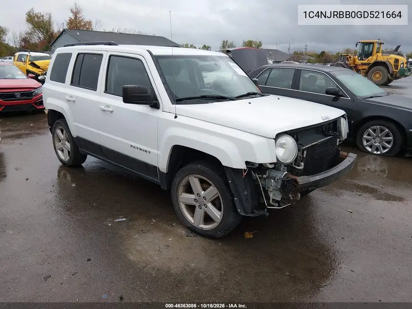 JEEP LIBERTY (PATRIOT) 2016, VIN 1C4NJRBB0GD521664