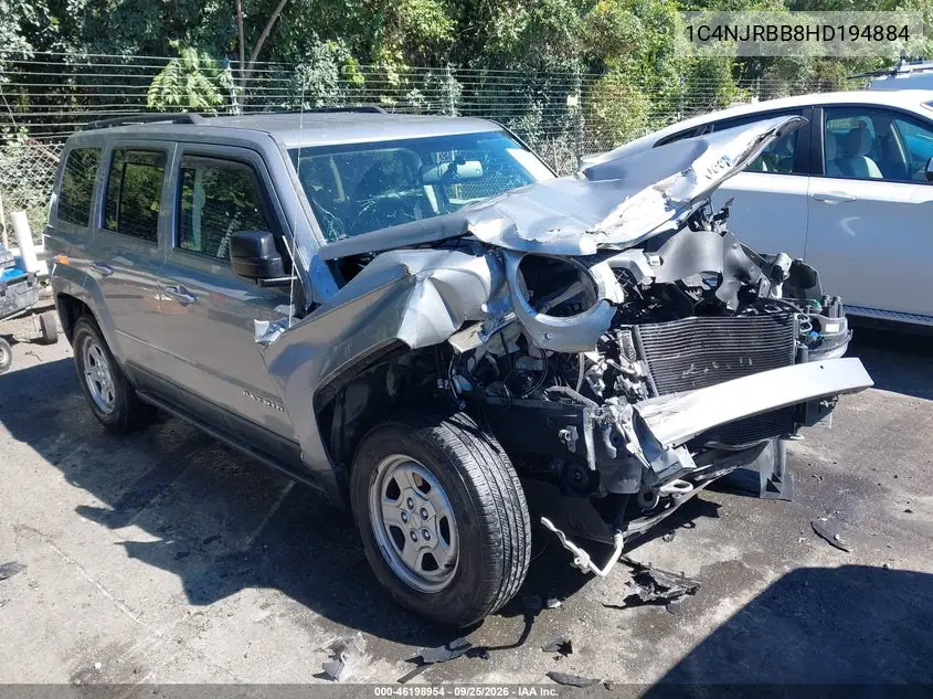 JEEP LIBERTY (PATRIOT) 2017, VIN 1C4NJRBB8HD194884